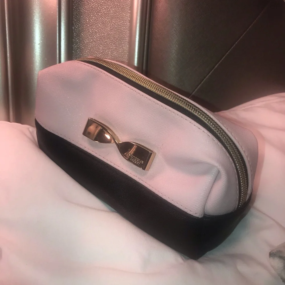 Victoria's Secret Pink and Black Bow Cosmetic Pouch